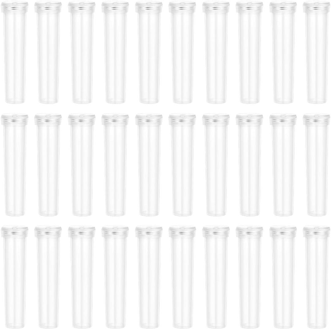 Vials for Flower Arrangements 2.8 Inch Floral Water Tubes Plastic Floral Vials with Caps (Clear, 30 Pack)