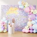 Silver Iridescent Shimmer Wall Backdrop, 49pcs Sequin Panels