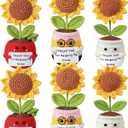 Chumia 6 Pcs Teacher Appreciation Gift Handmade Crochet Sunflower Teacher Gift Thank You for Helping Me Grow Positive Support Plant Gifts for Women Friend Graduation Present End Day of School Favors