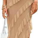 PRETTYGARDEN Womens Spring Cocktail Dresses 2026 Strapless Bodycon Ruffle Elegant Summer Wedding Guest Graduation Midi Dress