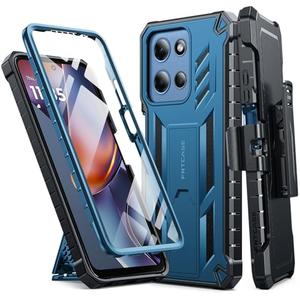 FNTCASE for Moto-G 2026/2025 Case: for Motorola Moto G Play 2026 5G Military Grade Cell Phone Cover with Kickstand & Belt Clip Holster Matte Textured Rugged Shockproof Protector Blue
