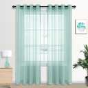Ocean Coastal Beach Summer Theme Seafoam Sheer Curtains 96 Inches Long for Living Room Grommet Aqua Mint Light Green Curtain Window Drapes for Patio Sliding Door Floor Bedroom 96 Inch Length Set of 2