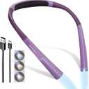 Glocusent Upgraded LED Neck Reading Light, Book Light for Reading in Bed, 30-min Timer, 3 Colors & 3 Brightness Adjustable, Rechargeable & Long Lasting, Perfect for Reading, Knitting (Slim-Medium, Purple)