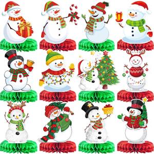3 x Snowman Christmas Decorations Snowman Decorations for Christmas Party Decorations Christmas Honeycomb Centerpieces for Christmas Party Table Decorations Holiday Party Decorations
