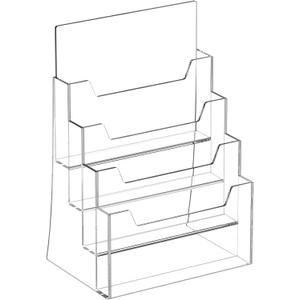 Acrylic Brochure Holder 8.5 x 11 Inch, Clear 4 Tier Acrylic Magazine Holder Brochure Display Stand for Literatures, Pamphlets, Flyer Holder Stand Display Booklets Journals Menu, Countertop Organizer