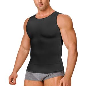 Gotoly Men Compression Shirt Shapewear Slimming Body Shaper Vest Undershirt Tummy Control Tank Top (X-Large, Black)