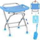 Folding Shower Seat - Stainless Steel Shower Chair for Inside Shower - 420lbs Height Adjustable Foldable Shower Stool - Portable Travel Collapsible Bath Bench for Elderly, Senior, Handicap & Disabled