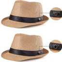 LADYBRO XL Straw Fedora Hats for Men Summer Trilby Beach Travel Panama Casual, 7 1/2 (L)