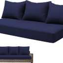 Outdoor 3-Seater Couch Cushions Set of 4, 72 x 24 Inches Deep Patio Cushion