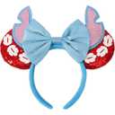 ETLUK Mouse Ears Headband, Mouse Ears for Women Girls, Sequin Bow Headbands Cosplay Accessories Party Decorations (ST Red)