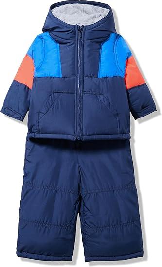 Carter's Toddler Boys Warm, Water-Resistant 2 Piece Snow Pant & Jacket Snowsuit, Navy/Royal/Red,  Size 4T