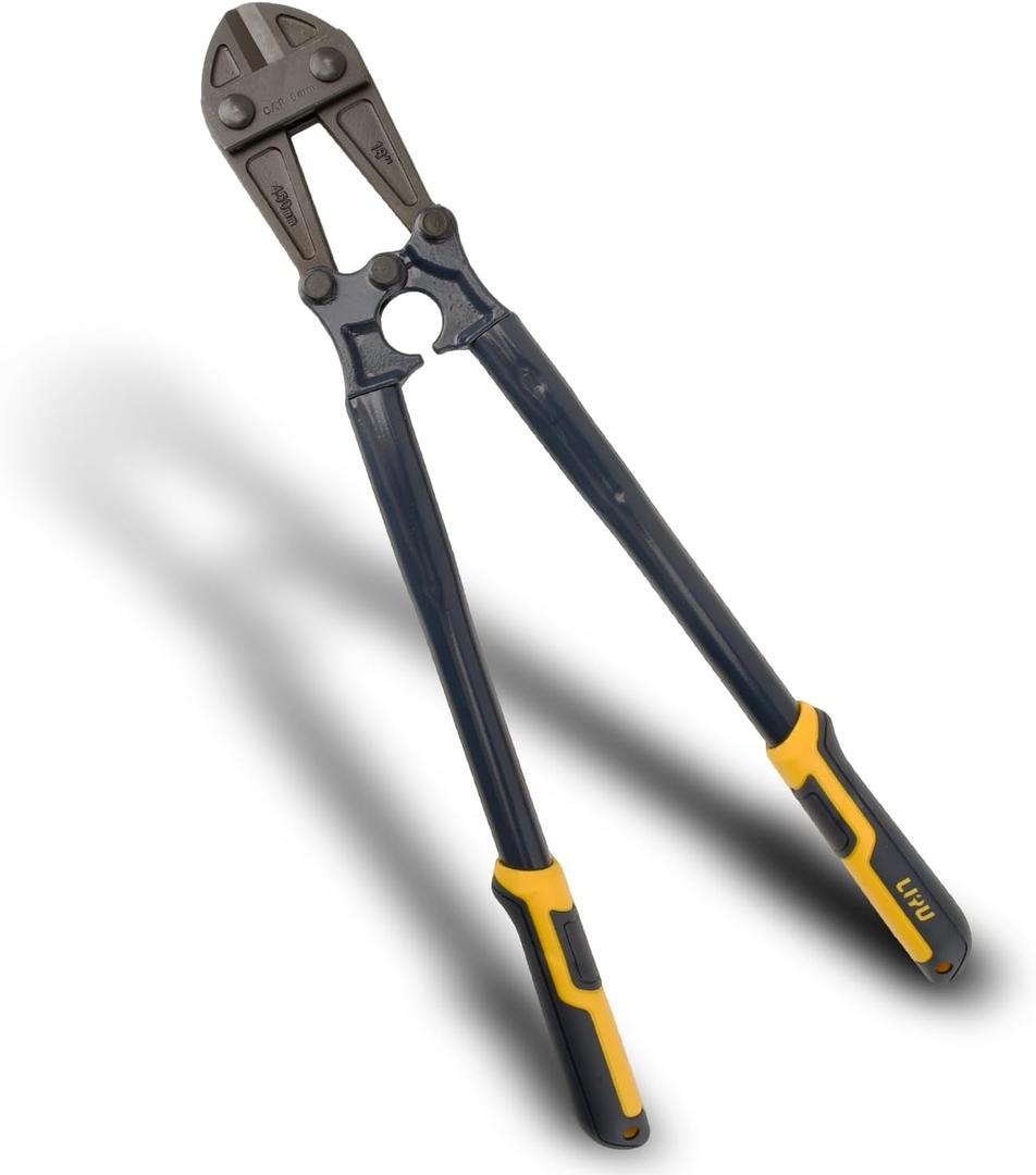 LIYU 18-Inch Industrial Bolt Cutter, Chrome Molybdenum Steel Forged, Overall Heat Treated, Rustproof Coating, Labor-Saving Cutting Tool, Anti-Slip Handle for Rebar, Steel Wire and Cable