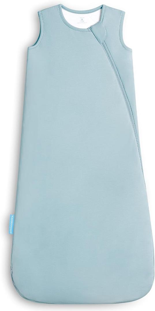 Soft Breathable Sleep Sack, 1.0 TOG Bamboo Viscose Wearable Blanket Baby, Baby Sleeping Bag with 2-Way Zipper Size M