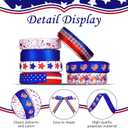 12 Rolls 60 Yards 4th of July Ribbons Red White Blue Grosgrain Ribbon Patriotic Stain Flag Ribbons for 250th Anniversary Patriotic Independence Day DIY Wrapping Craft Decoration Hair Bow Wreath