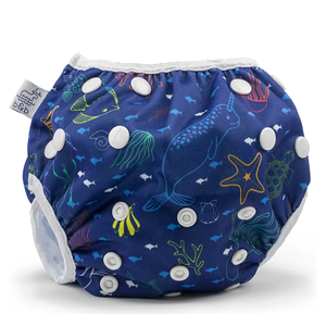 Reusable Baby Swim Diapers –Adjustable, Easy-Wash Nageuret Reusable Swim Diaper Kids Soft, Breathable, Waterproof Swim Wear for Baby & Newborn! (Sea Friends) 0-36Mq