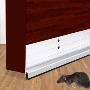Metal Door Draft Stopper Bottom Mice Seal Strip Noise Blocker, Aluminium Mouse Sweep 2" W x 36" L, Silver