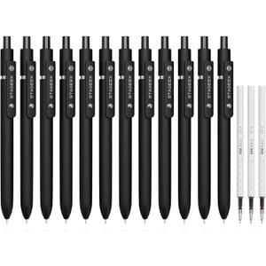 STAGEEK Black Gel Pens GX3, 12Pcs Fine Point Smooth Writing Pens with 3 Extra Refills, Quick Dry Black Ink Pens for Journaling, Office, Note Taking, School Supplies, Nurse Aesthetic(Black)