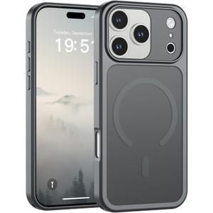 SUPFINE Magnetic for iPhone 17 Pro Max Case (Compatible with MagSafe)(Military Grade Drop Protection)(Camera Protection) Translucent Matte Shockproof Phone Cover, Gray
