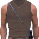 RoseSeek Men's Mock Turtleneck Tank Tops Ribbed Knit Slim Fit Sleeveless Shirts Casual Basic Tee Shirts (Brown, L)