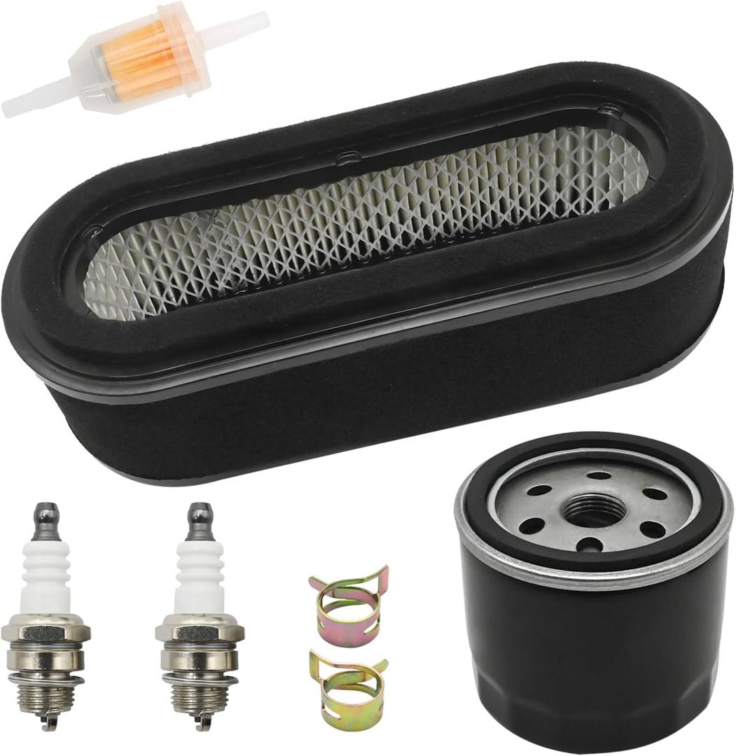 Anxingo 11013-2206 Air Filter Pre-Filter Oil Fuel Filter Spark Plug Tune Up Kit, Replacement for Kawasaki FD501V-CS00 Replacement for John Deere LX178, Replaces M96846