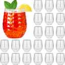 Ctosree 24 Pcs Plastic Wine Glasses 12 oz Plastic Cocktail Glasses Hawaiian Tiki Pineapple Cups Clear Stemless Reusable Whiskey Champagne Cups Shatterproof Unbreakable Mugs for Summer Party Wedding