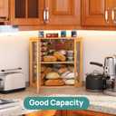 viewcare Corner Bread Box for Kitchen Counter, Bamboo Wood Large Capacity Bread Storage Bin with Acrylic Wavy Door Panel (Natural, Extra Large)