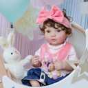 20-Inch Reborn Baby Doll, Cute Realistic Newborn Baby Doll with Hand-Rooted Hair, Poseable Full-Body Vinyl Baby Dolls for 3+ Ages, Room Decor, Birthday Gifts, Collectible (Pink), 20 inches x 9.5 inches x 7.6 inches
