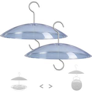 Small Rain Cover for Bird Feeder - 2PC x 8" Mini Hanging Weather Guard Protective Dome Against Rain/Snow/Sun - Clear Translucent Plastic - Dia. 20CM