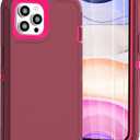 Tall silver for iPhone 11 Pro Max Case with [2 Screen Protector ], Military Grade Shockproof Heavy Duty Drop Protection Rugged Case 6.5"(Wine Red Deep Red)