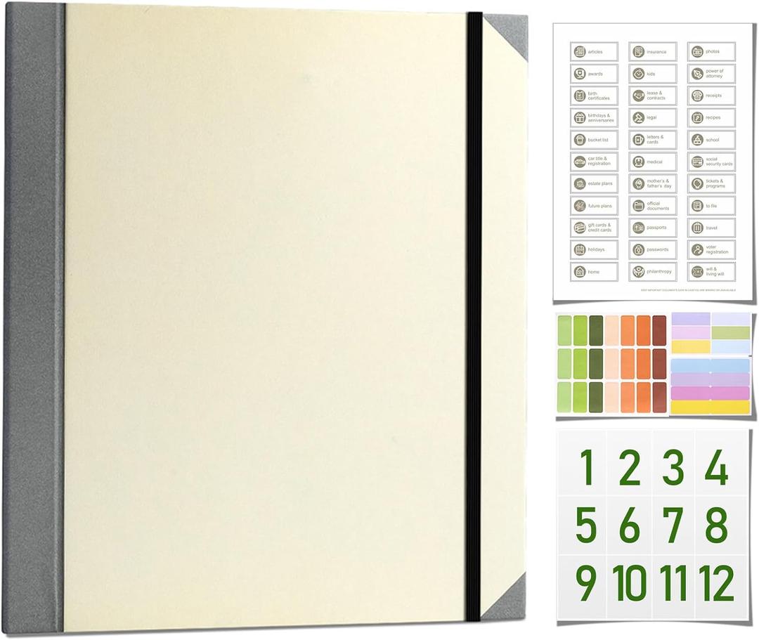 The Life Book Document Organizer - Binder for Important Documents, Document Organizer Foliofor Bills Checks Birth Certificates etc (Khaki)
