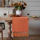 ZeeMart Burnt Orange Table Runners 60 Inches Long, Burlap Linen Style Rustic Farmhouse Fall Table Runner, Boho Woven Dining Table Runner, 13x60 Inches, Harvest Pumpkin