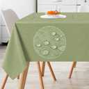 Linen Textured Rectangle Tablecloth, Waterproof & Stain Resistant Fabric Table Cloth, Wrinkle Free Linen Dining Decorative Farmhouse Table Cover for Dining/Buffet/Wedding, 52 x 70 Inch, Sage Green