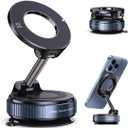 Car Phone Holder with Ultra Strong Vacuum Suction Cup - 360° Adjustable & Rotatable MagSafe Phone Mount for Car/Desk/Office/Gym/Mirror and Universal Use for iPhone, Android & Other Phones