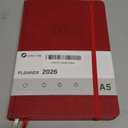 2026 Planner, Weekly and Monthly Planners, Faux Leather Daily Calendar 2026 Planner, 12 Month Agenda from Jan. to Dec., Hardcover Habit Tracker Journal 5.75" x 8.4"(Red)