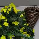 Artificial Faux Hanging Flowers Plants Baskets for Outdoor Outside, Fake Silk Yellow Orchid Trailing Vines in Planter Realistic UV Resistant for Balcony Porch Decor