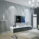 Simple Fashionable Non-woven Wallpaper 3D Embossed Three-dimensional Flocking Foaming Wave Stripes Bedroom Living Room TV Background Wall Shop Decoration20.87"Wx393.7"L Non-Pasted (Silver gray)