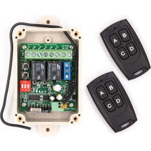 Solidremote 12V - 24V Secure Wireless RF Remote Control Relay Switch Universal 2-Channel Receiver with 2 Transmitters for Garage Door Openers, LED Lights etc (KIT-1) Solidremote 12V - 24V Secure Wireless RF Remote Control Relay Switch Universal 2-Channel Receiver with 2 Transmitters for Garage Door Openers, LED Lights etc (KIT-1)