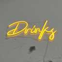 Looklight Drinks Neon Sign,Letters Bar Neon Light,Led Neon Signs for Wall Decor,Warm White Neon Light Sign,USB Light Up Sign for Kitchen Restaurant Bar Cart Accessories Christmas