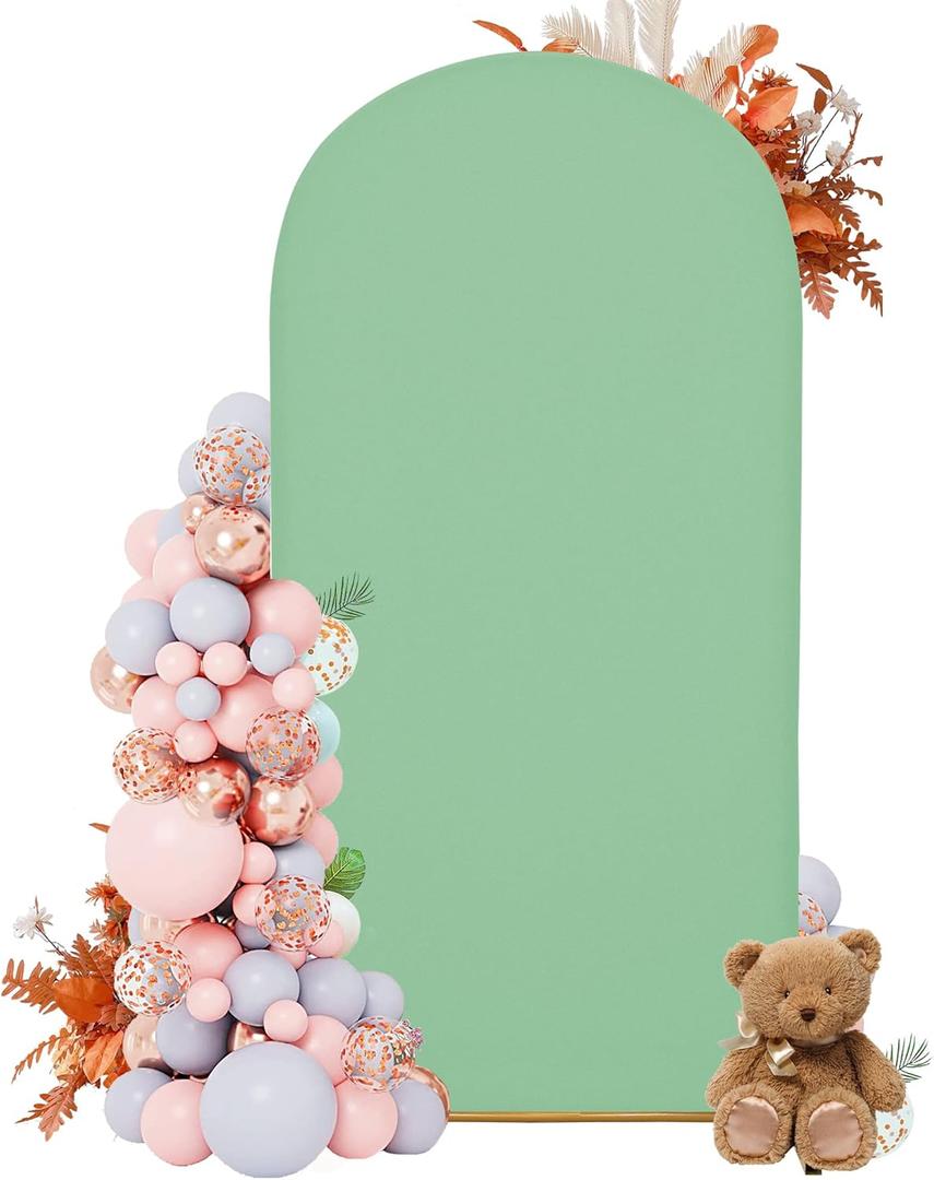 Arch Covers,Arch Backdrop Stand Fitted Cover for Wedding Birthday Party Ceremony Banquet Decoration(6.6FT,Mint Green,Cover Only)