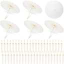 SAYAYA 24 Pack 23.6 Inch Small White Paper Umbrellas Chinese Japanese Parasol Paper Decorative Umbrellas DIY Oiled Painting Parasol for Weddings Bridal Showers Crafts Photography Party Decor