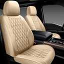 NS YOLO Leather Car Seat Covers,Universal Fit for Most Cars,SUVs and Sedans,Waterproof Luxury Leatherette Cushions, 5 Seats Protectors (Beige, Full Set-5 Seats(Front and Rear))