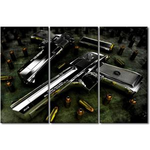 Wall Art for Living Room Decor Modern Native Americans Home Decor 3 Panel Canvas Art Poster Gorgeous Cool Cool Pistol Picture Printing Cool Boys and Cool Girls Bedroom Wall Canvas Decor 42x28 Inch