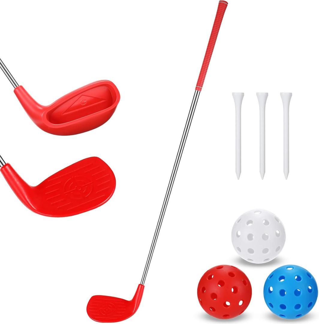Realspring Golf Game Club Set Plastic Golf Chipping Clubs with Oversize Heads for Home Backyard Bucket Game Outdoor Indoor Training Practice Gift for Adults (33")