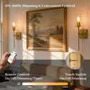 Battery Operated Wall Sconce with Remote Control, Dimmable Wall Mounted Light Set of Two Rechargeable, Gold Cordless Wall Lamp for Bedroom Bathroom Kitchen Vanity Mirror, Bulb Included