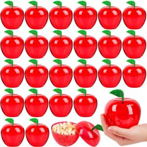 FOIMAS Plastic Apple Container,24pcs Red Apple Container Candy Boxes Jars Fillable Treat Box for Graduation Gift School Classroom Teacher Appreciation Gift Back to School Party Favor Supplies (3.5in)