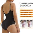 SHAPERX Women's Seamless Shapewear Tummy Control Bodysuit with Removable Pads Mid Thigh Body Shaper (Black, L)