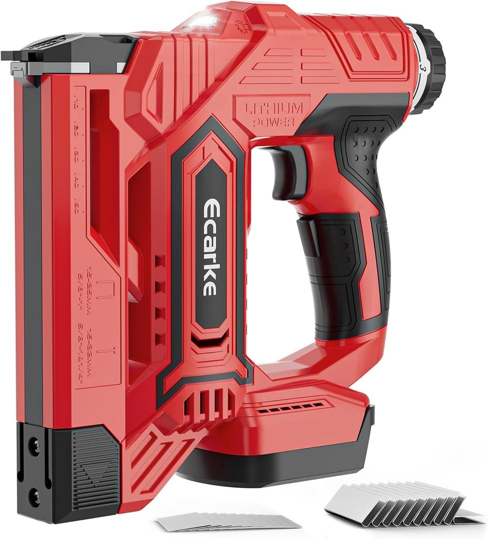 Ecarke Cordless Brad Nailer 2-in-1 Compatible with Milwaukee 18V Battery, 18 Gauge Nail Gun 5/8 to 1-1/4 Inch with 2000 Nials for Wood Carpentry, Powered Electric, 2 Mode, Tool Only
