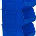 Akro-Mils 30270 AkroBins Plastic Storage Bins, Space-Saving Stackable Bins for Garage, Pantry, Craft Organization, 18" x 16" x 11", Blue, 3-Pack