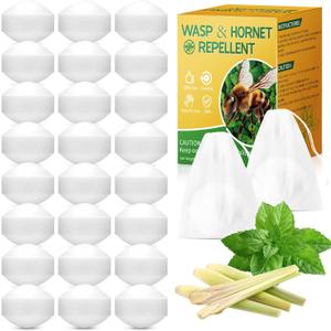 24Pack Wasp and Bee Repellent - Natural Peppermint Oil Bee Repellent for Yellow Jackets, Hornets, Mud Wasps, Indoor Outdoor Patio Garden Porch, Pet and Family Safe