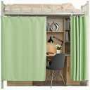 Dormitory Bunk Bed Student Curtains Privacy Blackout Decor for Loft Bottom Green 1PC